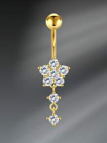 CIZME 1PC Gold Y2K Belly Button Rings Navel Barbell Stud Body Piercing Navel Piercings Jewelry Navel Rings For Women, 14G 10mm Stainless Steel White CZ Heart Butterfly Flower Belly Ring Navel Barbell Stud Body Piercing Navel Piercing