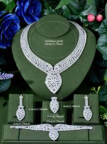 1 set de joyas de lujo con cubic zirconia hueco decorado, adecuado para uso de fiesta de mujeres