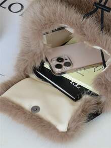 1pc Elegant Plush Fashion Travel Backpack, Large Capacity Cute Backpack, Mini Cute Fluffy Backpack, Fashion Plush Travel Daypack, Lovely School Knapsack For Girls Women, Perfect Birthday Gift, Lightweight Fashionable Crossbody Bag.Portable Personalized Shoulder Bags. ,University Bag - Multicolor - View 11