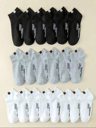 15/10/5/3/1双男士字母图案休闲短袜，适合日常生活