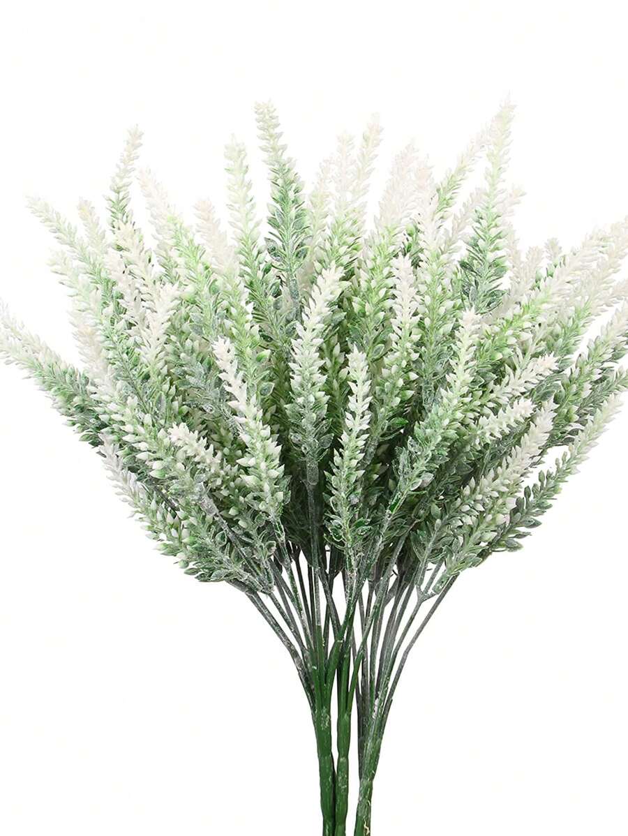 1pc/3pcs/5pcs Simulated Green Plant Flocked Lavender Bouquet, Plastic Fake Flowers For DIY Home, Outdoors, Garden, Living Room, Bedroom, Vase Decor, Wedding Bridal Bouquet