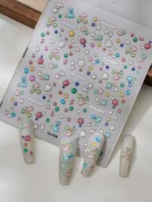 CoCo Notes 1pc 5D Metallic Gemstone Jelly-Like Nail Sticker, 3D Embossed Nail Art Decals, Waterproof Creative Nail Sticker For DIY Nails Nail Supplies - Multicolor - View 5