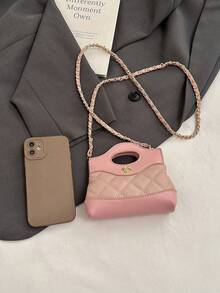 New Quilted Mini Handbag, Contrast Color Small Crossbody Bag, Lipstick Clutch, Evening Mini Bag - A - View 14