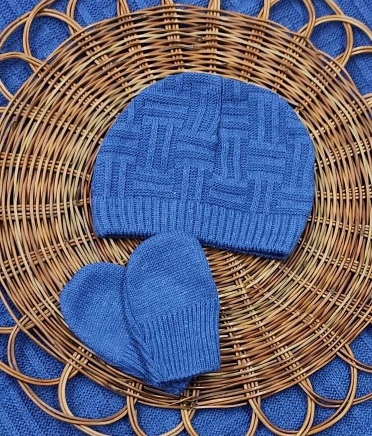Conjunto Saída de Maternidade Tricõ com Casaquinho Bebê Luxo - Azul Royal - Visão 4