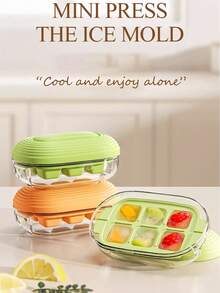 Mini Pressed Ice Cube Mold Silicone Ice Maker Tray With Lid For Home Freezer, Makes Ice Cubes - Multicolor - View 1