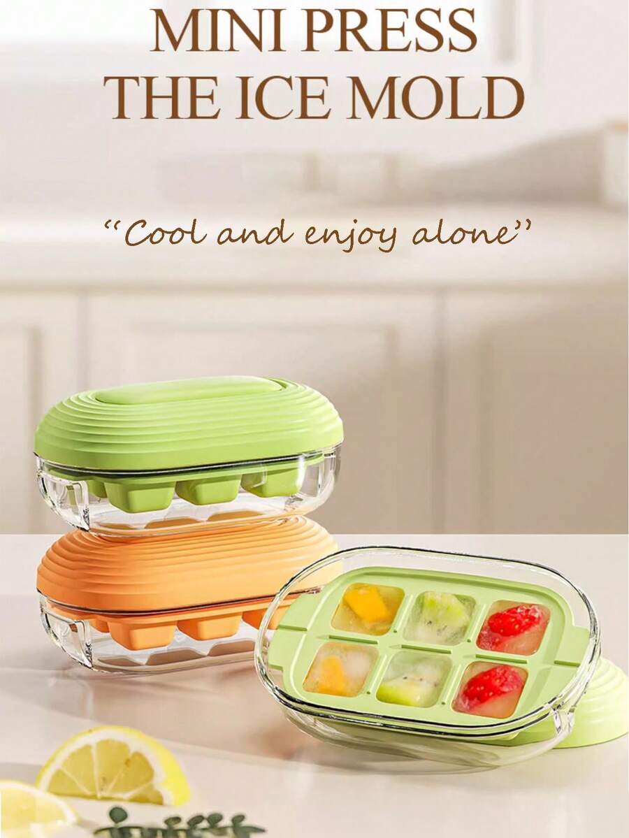 Mini Pressed Ice Cube Mold Silicone Ice Maker Tray With Lid For Home Freezer, Makes Ice Cubes - Multicolor - View 1