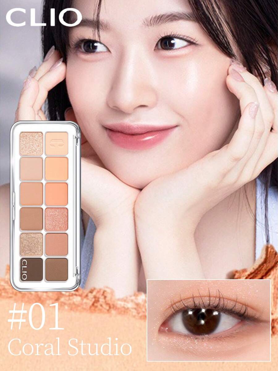 Clio K-Beauty PRO EYE PALETTE AIR, Bảng phấn mắt 12 màu, Bảng trang điểm tất cả trong một, Phấn mắt lì nhũ, Phấn má hồng, Phấn bắt sáng, Phấn mắt, Trang điểm hàng ngày, Trang điểm Hàn Quốc