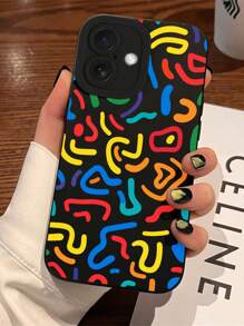 1 Stück farbige Linien Präzisionsloch Adler Auge Kamera Schutz weiche TPU Handyhülle kompatibel mit Apple 16 Pro Max, 15, 14, 13, 12, 11 Pro Max, Plus, Mini, 16E, XR/X/XS Max