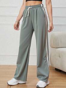 Pantalones Deportivos de Tricot de 3 Rayas para Mujer - Gris - Ver 2