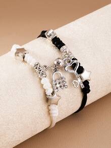 Set de 2 pulseras de amistad hechas a mano, sencillas y elegantes, de estilo versátil de verano, regalo para amiga - Estilo 1 - Ver 1