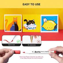 Arrtx 120 色丙烯马克笔，适用于岩石绘画、木材、帆布、DIY 工艺品制作、返校 - 120色/套 - 查看 5