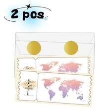 1 set de 2 piezas de tarjetas de embarque sorpresa de raspar de color rosa y morado, regalo sorpresa DIY, material resistente, anuncio sorpresa de raspar para cumpleaños, vacaciones, Navidad, boda, aniversario, San Valentín, incluye sobre y pegatina