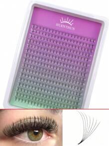 Extensões de Cílios Individuais Pré-Montadas Huenthun, Formato Leque, D Curl, 4D 5D 6D 7D 8D 10D 12D 14D 16D 20D, Haste Pontuda, Falso Mink