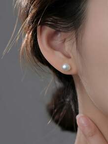 1 Paar 925 Sterling Silber unregelmäßiger Form natürliche barocke Süßwasserperlen Ohrringe, elegante Mode Damen Ohrringe, exquisites Geschenk perfekt für den täglichen Gebrauch