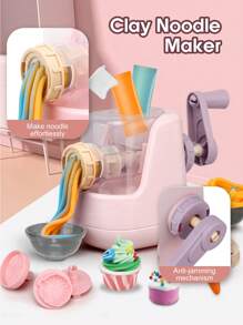 Juego de arcilla ultraligera para DIY para niños, máquina de fideos de arcilla, molde de artesanía de arcilla para jardín de infantes, simulación de cocina, máquina de helados, conjunto de juguetes de teatro de roles, interacción entre padres e hijos, regalo de Día del Niño y cumpleaños para niños y niñas