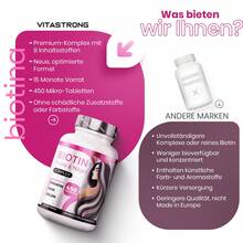 Vitastrong Biotin Hair High Dose – 450 Tabletten (15 Monate) mit Keratin, Selen, Zink, Kupfer, Bambus und Vitaminen für Haar und Nägel - Andere - Übersicht 6