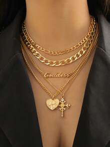 Conjunto de 5 collares gargantilla para mujer con pendientes cuadrados vintage, colgante de moneda, de color metal dorado, estilo punk, Y2K y steampunk