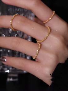 BALMORA 1pc Minimalist Twist Sterling Silver Ring - Gold - View 5