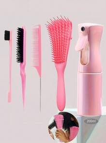5 Pieces/Men's And Women's New Fashion Girls' Multi-Function Small High Pressure Continuous Spray Bottle Fine Fog Water Replenishing Spray Bottle Travel Makeup Water Small Bottle Split Bottle, Eight Claw Massage Comb, Multi-Function Styling Comb Curl