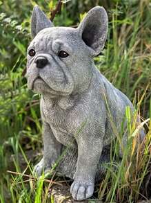 [Statue de bouledogue français en résine réaliste] Statue de bouledogue français en résine charmante - Décoration d'extérieur et d'intérieur réaliste, parfaite pour le jardin, le salon, la bibliothèque - Sculpture animale moderne, cadeau idéal pour les amateurs de chiens, convient pour diverses occasions, décoration pour chiens