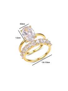 2 Stücke Luxus Set, europäischer & amerikanischer Stil S925 Silber ovaler Moissanit 4,5 Karat Ring, Verlobungs-/Hochzeits-/Party-/Alltags-Accessoire für Frauen