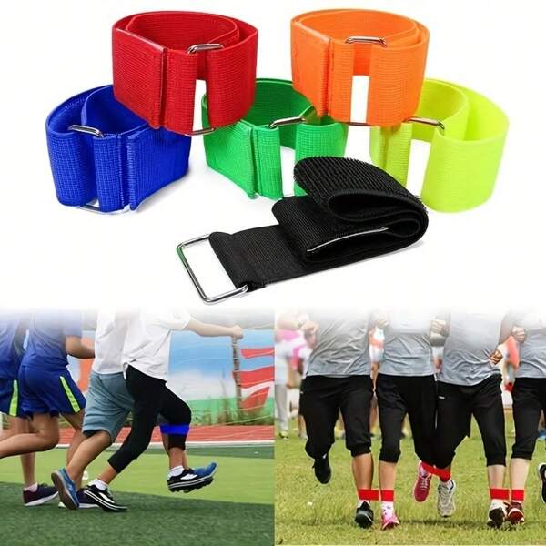 4pcs/Set Adjustable 3-Legged Binding Strap For 2 People, Suitable For Outdoor Games, Team Building Activities, Family Sports Events, Equipped With Elastic Hooks, Ideal Choice For Trust Training In Park, Garden And Yard