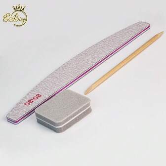 3pcs/Set 4.5 Inch 11.4cm Wooden Orange Stick Pedicure Nail Manicure Cuticle Pusher 80/80# 100/100# 180/180# Double Sided Professional Washable Half Moon Zebra Gray Nail File Gray Mini 100/180# Sponge Buffer Block Set