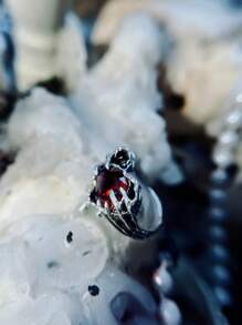 1pc Vintage Claw Water Drop Finger Ring With Diamond Inlay Heart Skull Adjustable Open Ring, Dark Gothic Style, For Women