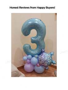 16 个/套冰雪奇缘主题生日派对装饰气球，包括 40 英寸（约 101 厘米）0-9 数字铝箔气球，浅蓝色、蓝色和紫色色调，巨型渐变雪花气球，冬季主题派对装饰 | 雪花派对装饰 | 圣诞派对装饰，圣诞节 - 彩色 - 查看 4