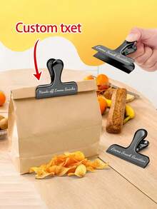 1pc Customized Name/Logo Food Bag Clips, Personalized Laser Engraved Stainless Steel Binder Clips, Perfect Gift For Mother's Day, Father's Day, Wedding, Party, Holiday, Graduation - Multicolor - View 8