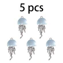 5pcs/10pcs Liquid Jellyfish Alloy Pendant, Suitable For Unisex Hiphop Necklace, Bracelet, Earring, Keychain, Bag Decoration, Summer Beach DIY Accessories, Charms For Jewelry Making, Suitable For Year-Round Wear, Great Gift For Women - Multicolor - View 8
