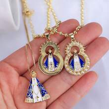 1 pieza Colgante religioso chapado en 18K Suministros Cruces cristianas Encantos de la Virgen Santa María para hacer joyería católica DIY - collar de moda - Ver 11