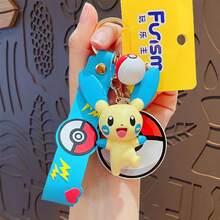 pokemon 1 paquete de llaveros con dibujos animados de anime lindos con pulsera - Encantos de personajes surtidos para cumpleaños, regalos de Navidad, recuerdos de fiesta - Accesorios de bolso para mochilas y equipaje