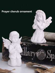 1pc Creative Mini Praying Angel With Wings Figurine Desktop Decor, Cupid Ornament Best - Multicolor - View 3