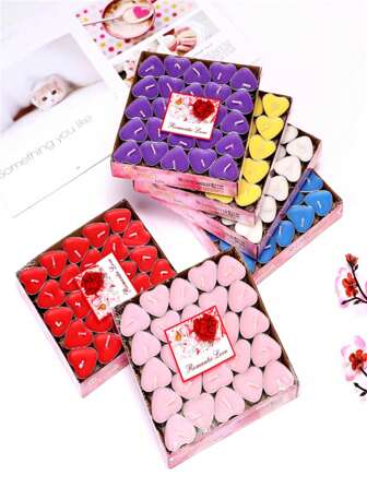50/100 piezas Velas de té con forma de corazón, cera de parafina natural, velas mini sin aroma, propuesta romántica, decoración del hogar para cumpleaños, Halloween, Navidad, cenas románticas, decoraciones de boda