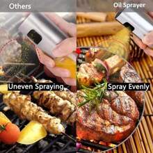 1 Stück transparente Glas Edelstahl Öl Sprühflasche, moderne minimalistische Küchen Kochsprühflasche für BBQ, Salat, Backen, Öl Kontrolle, Gewürze, vielseitig einsetzbare Olivenöl Zerstäuber mit feiner Sprühdüse für gesundes Kochen und Grillen, unverzichtbares Küchengerät, Glasgehäuse, Edelstahlkappe, einfach zu benutzen und zu reinigen, Ideales Küchen Zubehör, Öl Sprühflasche, Heißluftfritteuse, Olivenöl Spender