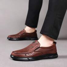 Men's Business Casual Lace-Up Leather Shoes, Anti-Slip Wear-Resistant Breathable Formal Dress Shoes For Wedding