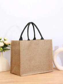 Sac fourre-tout en lin multifonction de grande capacité, sac à main multifonction, sac de courses, convient pour les déplacements quotidiens au printemps et en été, sac de plage attrayant en été, sac à main en lin de couleur unie, sac cadeau personnalisé, peut être un sac cadeau fait maison, léger, sac de courses multifonction, sac à main en lin