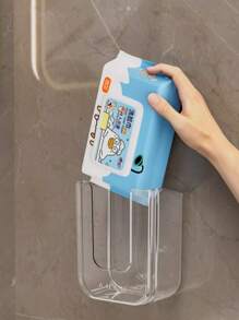 1pc Easy Install Deluxe Square Plastic Tissue Paper Holder - Wall Mounted, No-Drill Bathroom Storage Box For Facial Tissues & Wet Wipes, Organizer, Dispenser