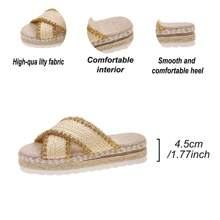 New Fashion Thick Sole Wedge Sandals, Comfortable Casual Black Ladies Slide Slippers