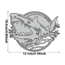 1 pièce de matrice de coupe en métal gris en forme de requin, modèle de sculpture sur papier pour la confection de cartes, le scrapbooking, les albums DIY et l'artisanat décoratif de découpe de métal