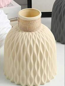 1pc Nordic Style Flower Vase - Ceramic-Like Imitation Flower Pot Container For Modern Flower Arrangement, Home Decoration, Wedding Supplies And Gifts, Plastic Wave Pattern Flower Vase, DIY Flower Pot, Home Living Room Party Decoration Ornament - Multicolor - View 11