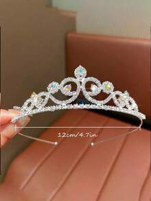 1pc Minimalist Fashion Girl Princess Crown, Birthday Gift & Party Hair Accessory - Silver - View 4