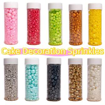 Sprinkles For Cake Decorating,Round White Pearl Sugar,Sprinkles For Ice Cream, Cupcake, Baking, Cookies, Cake Toppings,Suitable For Wedding Party, Birthday Party, Christmas Party Dessert Decoration