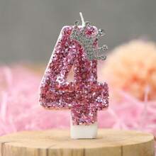 Birthday Number Candles, Pink Crown Birthday Cake Candle, Sparkling Number Cake Candle Decorations With Glitter, Suitable For Girls, Ladies, Anniversary Celebrations