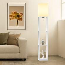 Column Floor Lamp With Three Shelves, Real Solid Wood And Bulb Includ, Suitable ForHalloween, Christmas And Other Holidays - US A Type Plug(110-127V) - View 10