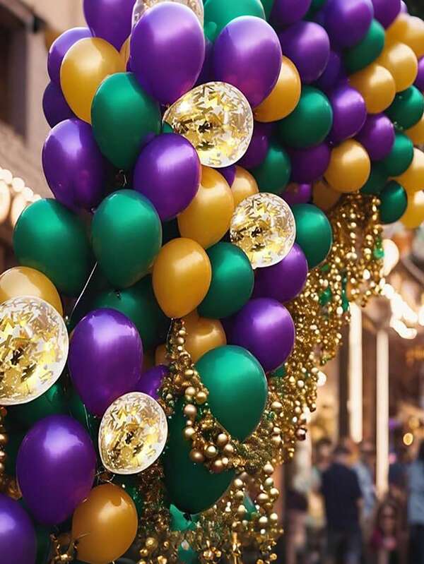 155pcs Carnival Party Balloon Set, Purple & Green Balloon Arch Kit For Party Decoration