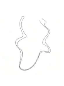 1pc 143cm Sparkling Crystal Rhinestone Long Chain Necklace (No Lobster Clasp, No Tail Chain), 4 Way Wearable (Refer To Video For Wearing Methods) - Long Necklace-silver - View 6