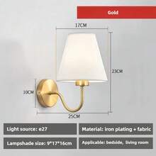 1 件/2 件带亚麻灯罩壁灯，E26/E27 底座，铝材质黑色/金色，无线易安装现代灯，适用于卧室浴室客厅走廊入口（灯不含光源）