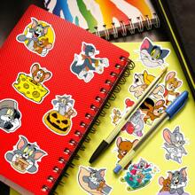 TOM AND JERRY. 50 PIEZAS Pegatinas de dibujos animados Tom y Jerry, Pegatinas decorativas de gato y ratón en versión de role-playing para fiesta, laptop, estuche de lápices, guitarra, equipaje, pegatinas de animales lindas para niños, adolescentes y adultos [Licenciado oficialmente]